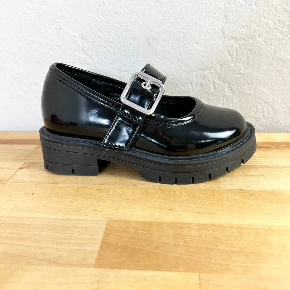 Dream Pairs‎ Black Patent Mary Jane Platform Lug Sole Shoes Girls Kids Size 9